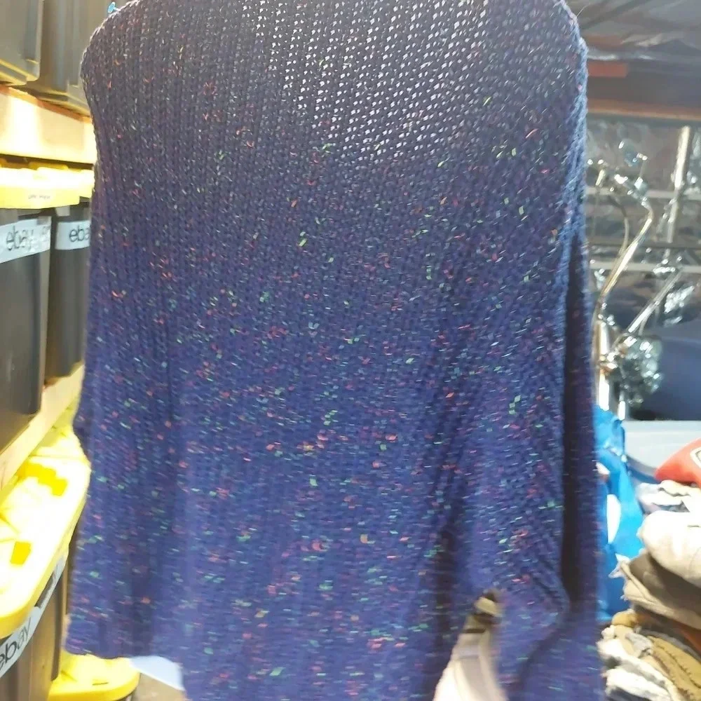 Free People Neon Lights Knit Sweater in Midnight Aura Combo Oversized Medium